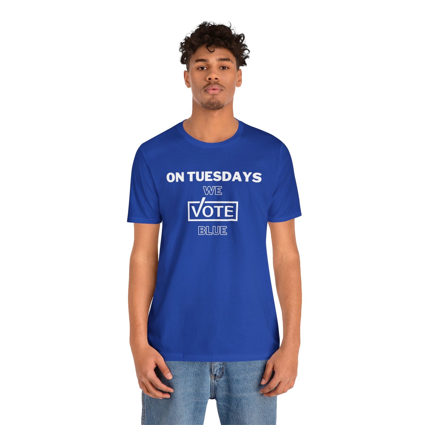 On Tuesdays We Vote Blue Unisex Short Sleeve Tee