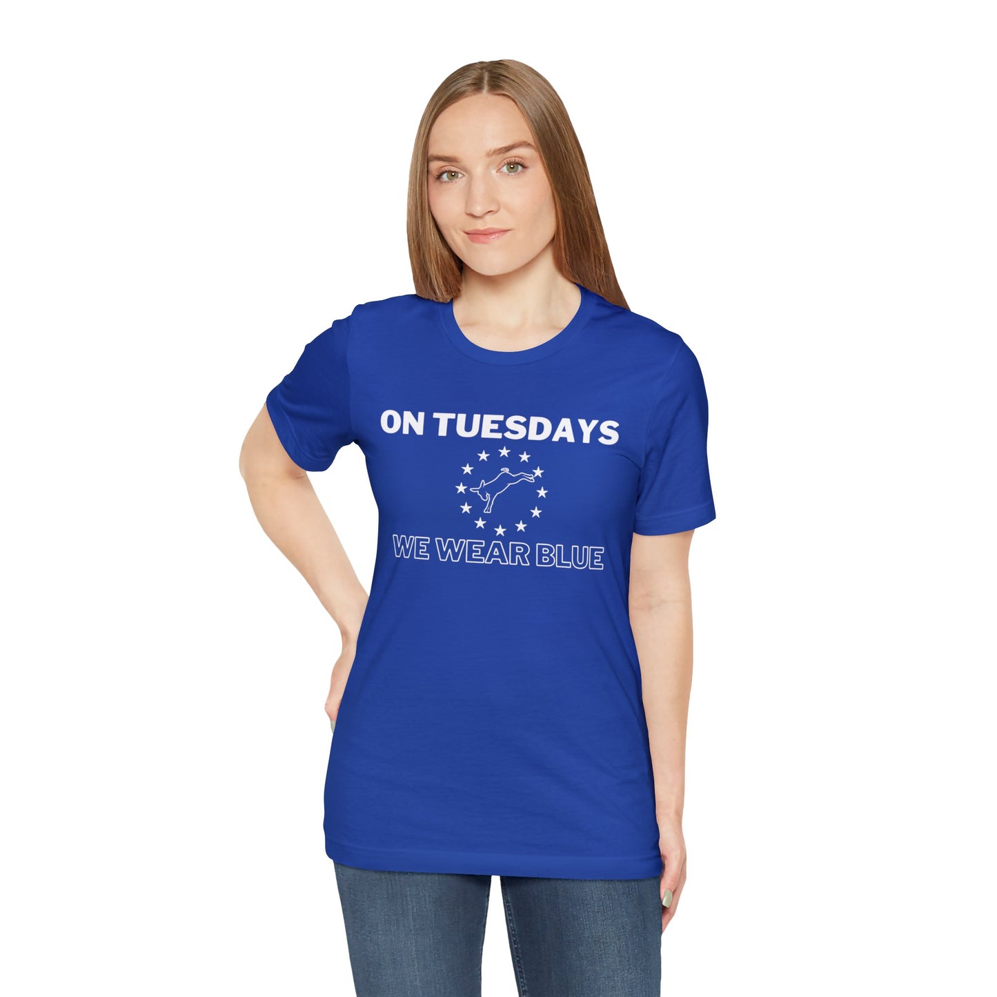 On Tuesdays We Wear Blue Unisex Short Sleeve Tee