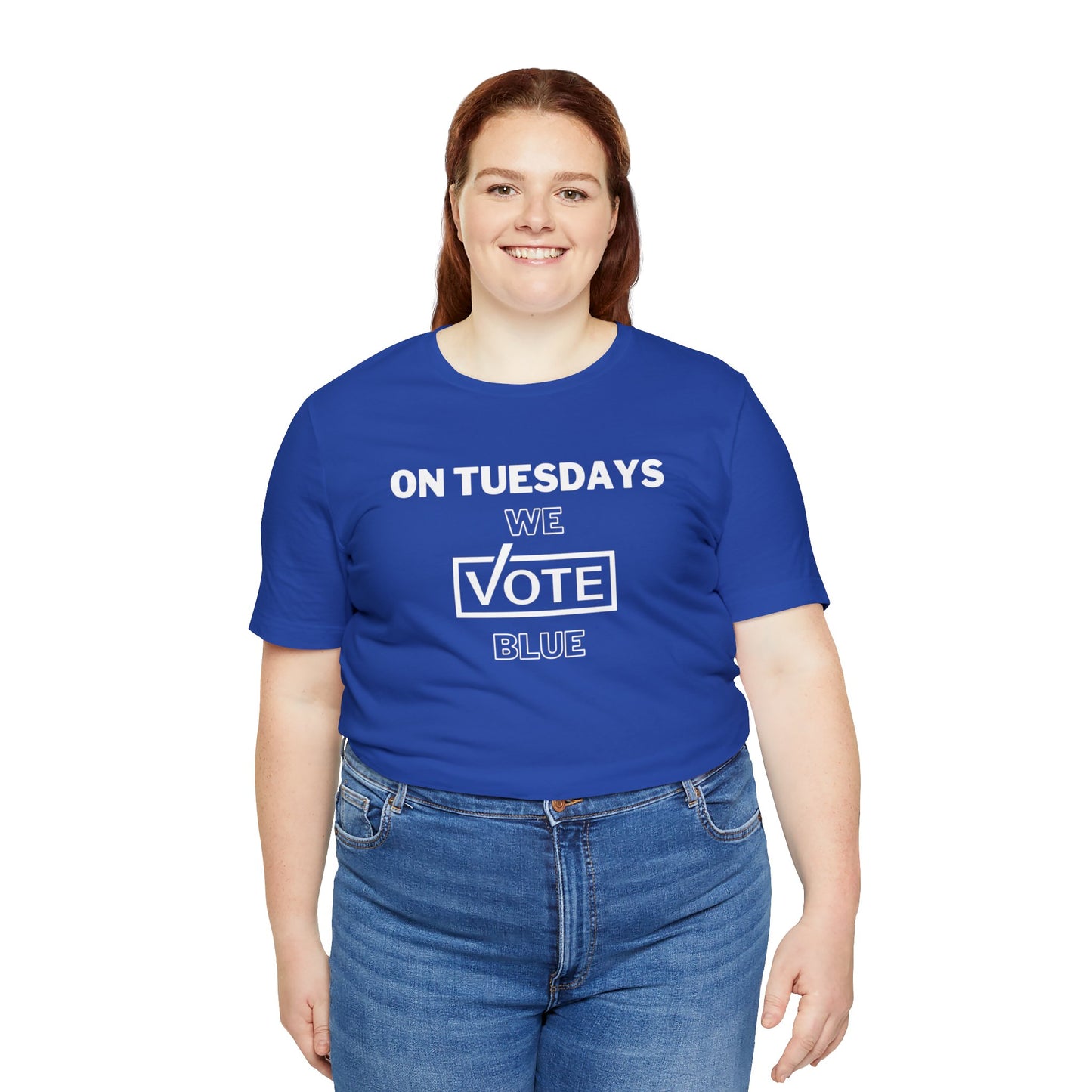 On Tuesdays We Vote Blue Unisex Short Sleeve Tee