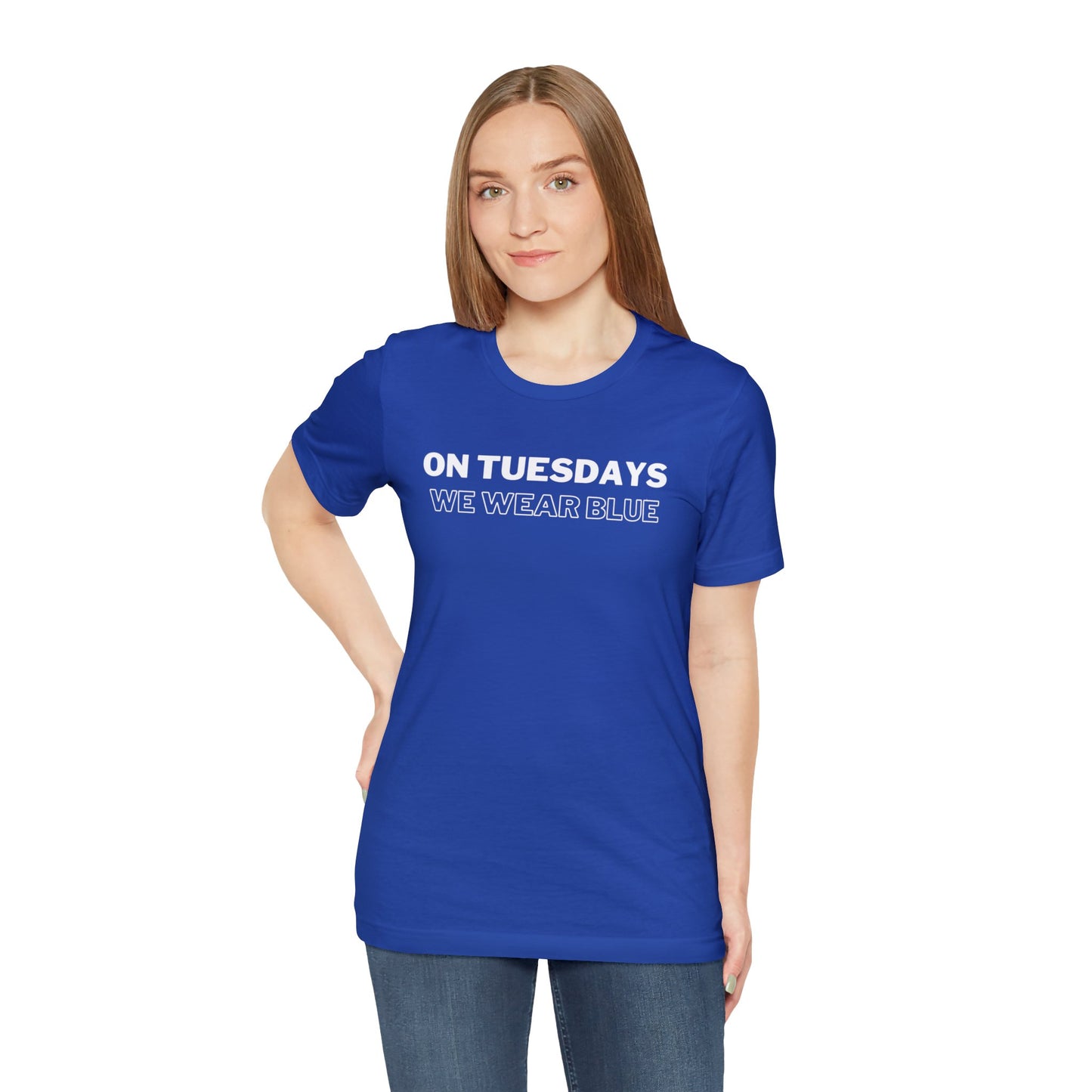 Simply "On Tuesdays We Wear Blue" Unisex Short Sleeve Tee