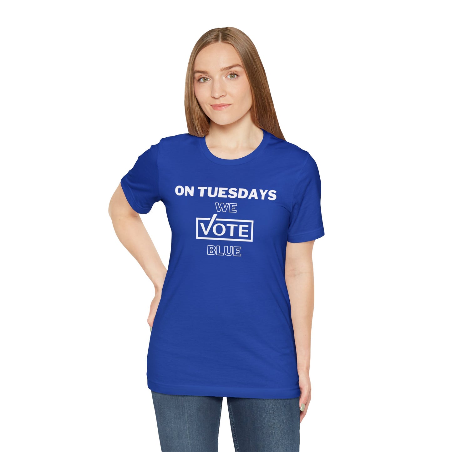 On Tuesdays We Vote Blue Unisex Short Sleeve Tee