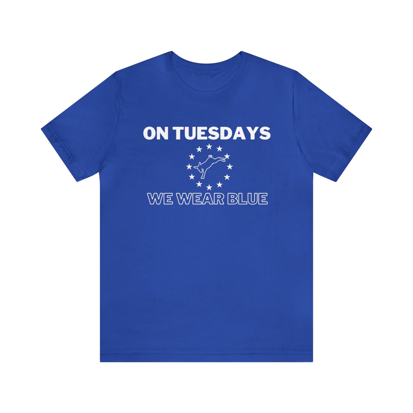 On Tuesdays We Wear Blue Unisex Short Sleeve Tee