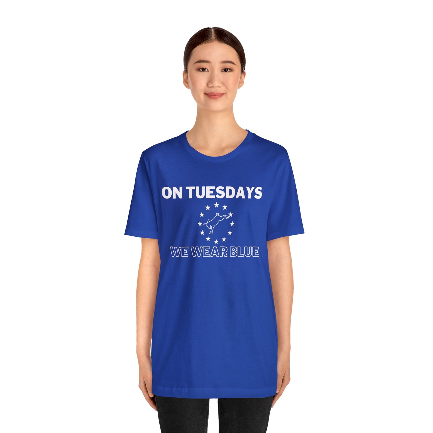 On Tuesdays We Wear Blue Unisex Short Sleeve Tee